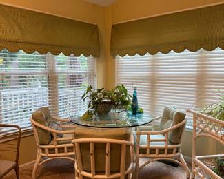 Vintage Rattan & Glass Dinette Set 