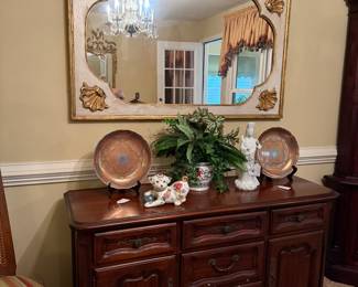 Vintage Wooden Sideboard 

Large Vintage Wall Mirror 