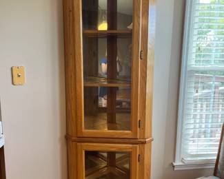 5-Shelf Oak Corner Cabinet