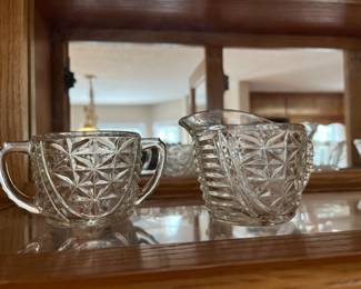 Glass Creamer and Sugar Bowl