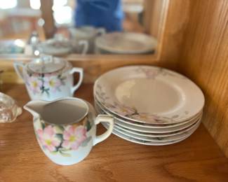 Floral Plate, Sugar, Creamer Set
