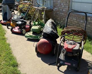 Lawnmowers, lawnmower parts, bicycles, bicycle parts