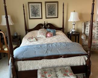 Full size bed with box spring and mattress. Located upstairs guest bedroom 