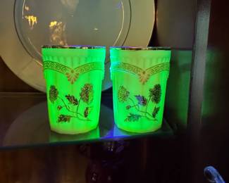 set of 4 Uranium Glass cups