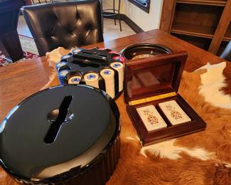 Vintage Poker Chips with Holder