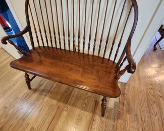 Windsor Style Vintage Wood Bench