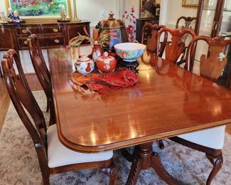 Double Pedestal Dining Table and Chairs