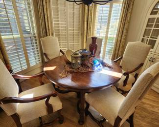 Custom Round Dining Table and 6 chairs-- with 2 additional leaves