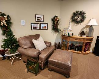 Leather Chair and Ottoman