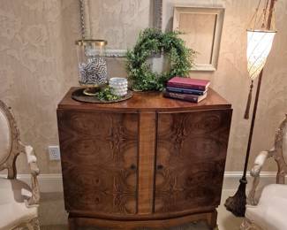 Amazing Burl Wood Cabinet--check out my legs!!