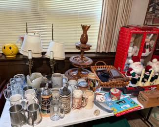 Christmas and vintage beer steins