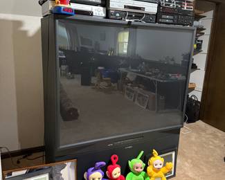 Teletubbies entire Actimates collection - lots of vintage stereo equipment. This huge Flat Screen TV is yours free for the hauling!