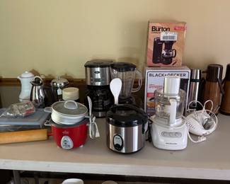 Lots of appliances. Coffee Maker Crock Pot, Blender