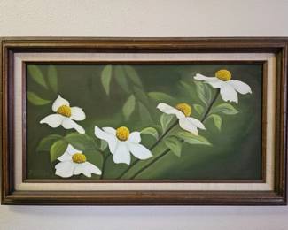 60 Mid20thCenturyOilPaintingOfDogwoodFlowers