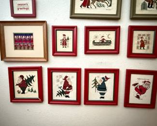 42 9RedFrameNeedlepointSantas