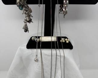208 SterlingSilverCharmBraceletSilverPearlJewelry