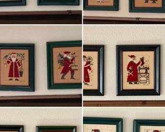 45 12NeedlepointSantasWithRedandGreenFrames
