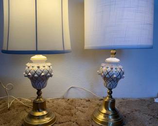 76 2PorcelainRoseBudLamps