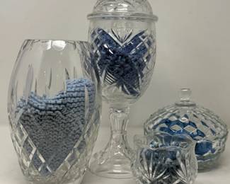 40 CutCrystalJarVaseCandleandGlassLiddedCandyDish
