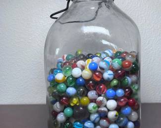 143 Vintage1GallonMilkBottleofMarbles