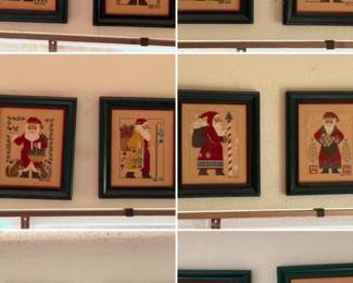 44 15NeedlepointSantasWithGreenRedFrames