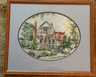 103 VictorianHouseFramedNeedlepoint