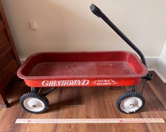 Child's vintage metal Hamilton Greyhound red wagon