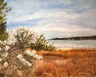 Closeup of original oil on canvas, Carolyn Satter artist