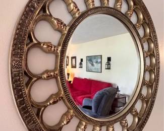 Round beveled glass mirror