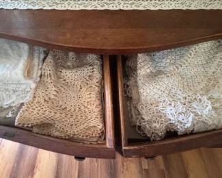 Assorted vintage crocheted and lace linens