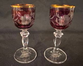 Pair of painted red cordials