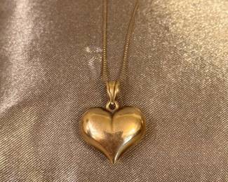 14K gold puffy heart necklace