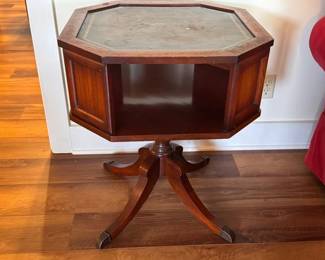 Leather top side table