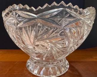 Vintage pressed glass pedestal saw tooth rim compote