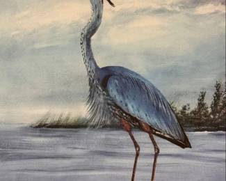 Signed and numbered Langley Deagle blue heron print