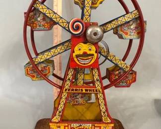 Vintage J Chein Hercules ferris wheel wind up toy, 1950s Japan