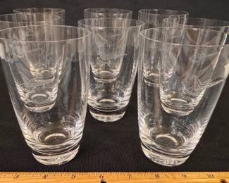 Fostoria etched crystal Ford Thunderbird tumbler cocktail glasses