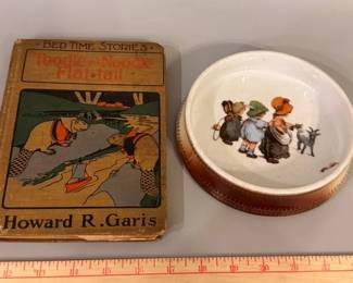 Germany child's dish and vintage book