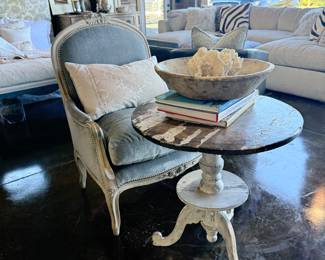 Mohair upholstered Louis XVI chair