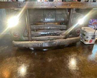 Vintage car repurposed into a bar.
