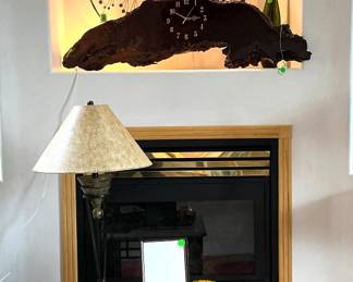 3-d Wall art by Curtis Jere with an impressive piece of Redwood burl transformed into a resin clock.
