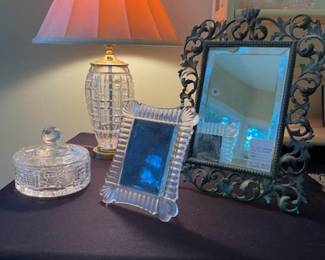 Waterford lamp and candy jar. Marquis frame