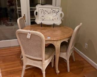 Great table with two leaves, three cane back chairs