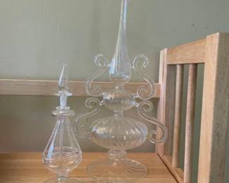 Pretty blown glass bottle and decor