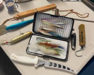 Some of the fishing lures and accessories. Not pictured yet, fishing poles and tackle boxes