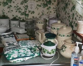 Ivy decoration, canister sets curtains etc