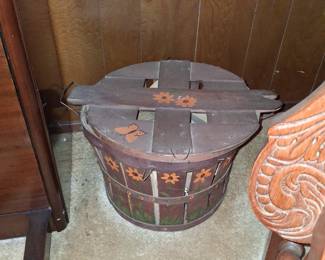 Painted wooden basket