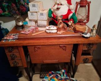 Antique sewing machine cabinet