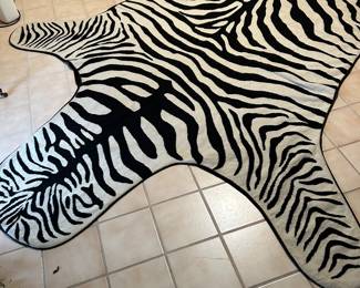 Needlepoint zebra rug
