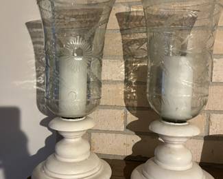 Pair of Mexican glass hurricanes